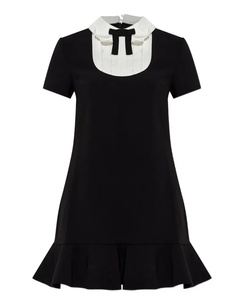 Self-Portrait Gerafftes Minikleid mit Schleife - Schwarz Schwarz