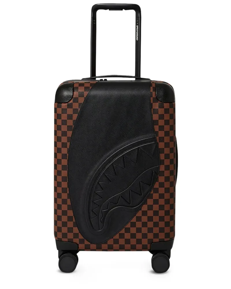 Sprayground Jetstream Hai-Rollkoffer mit Schachbrettmuster - Braun Braun