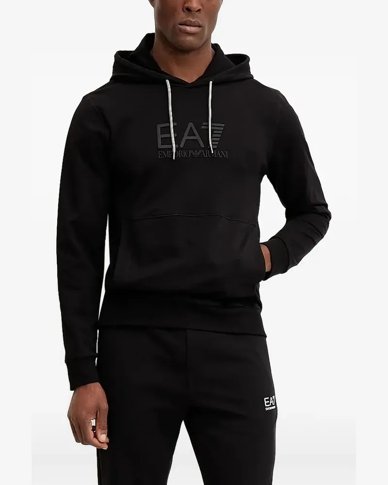 EA7 Hoodie mit Logo-Prägung - Schwarz Schwarz