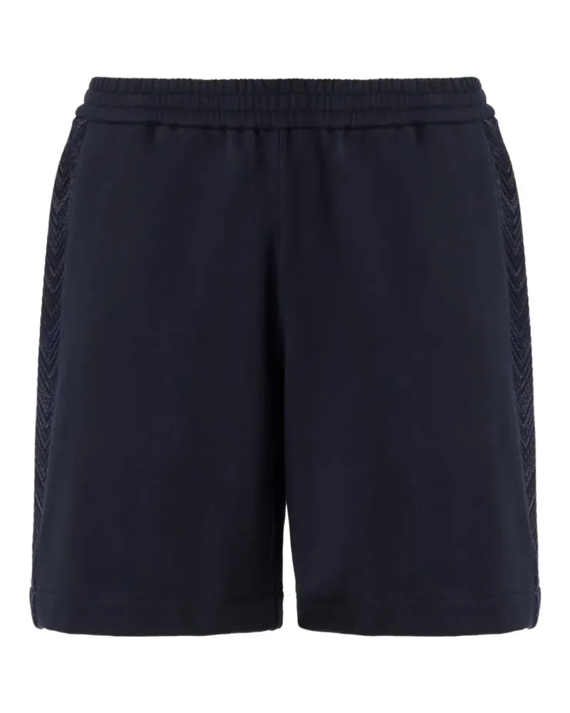 Missoni cotton fleece shorts with knit inserts - Blau Blau