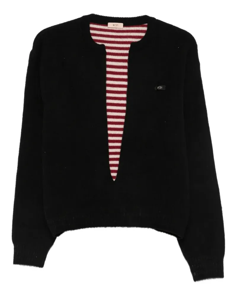 N° 21 plunging V-neck sweater - Schwarz Schwarz