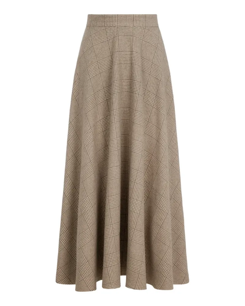 Oscar de la Renta Karierter A-Linien-Rock - Nude Nude