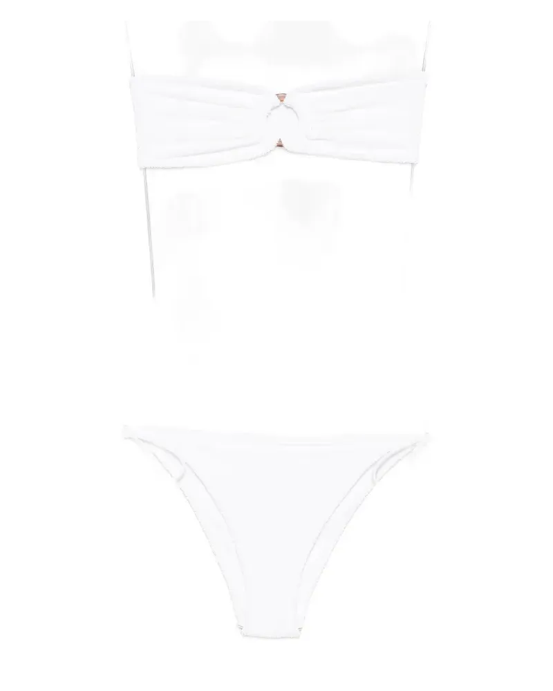 MC2 Saint Barth ring-detail smocked bikini - Weiß Weiß