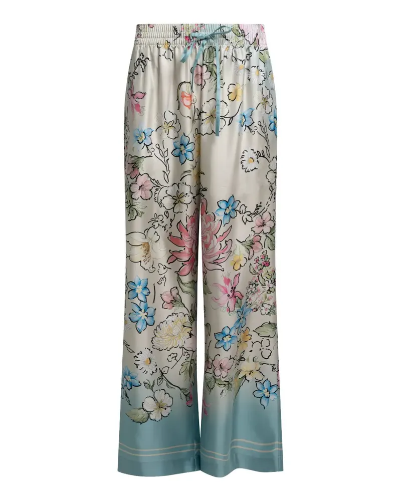 Elie Saab floral-print palazzo pants - Nude Nude