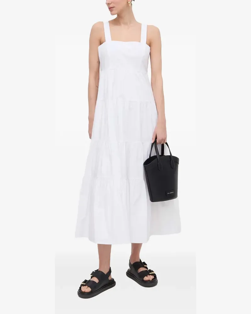 Michael Kors Gestuftes Midikleid aus Baumwollstretch - Weiß Weiß