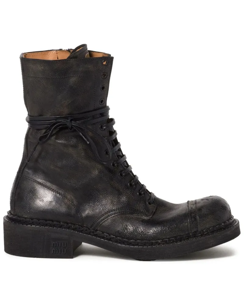Miu Miu Schnürstiefel aus Leder - Schwarz Schwarz