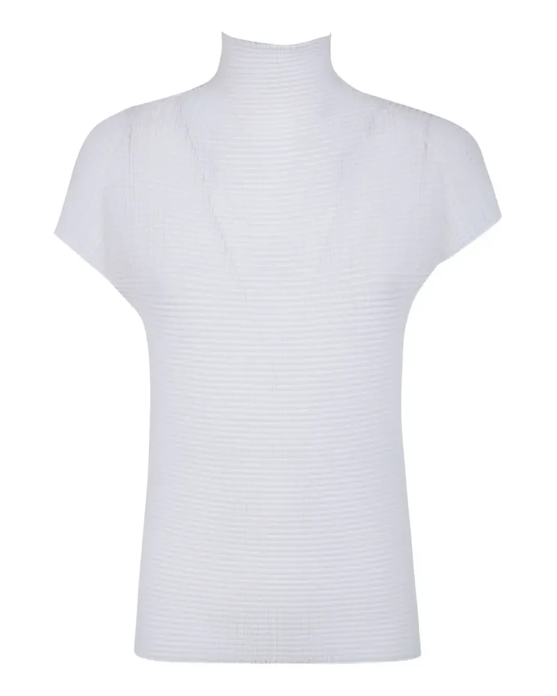 Issey Miyake pleated high-neck T-shirt - Weiß Weiß