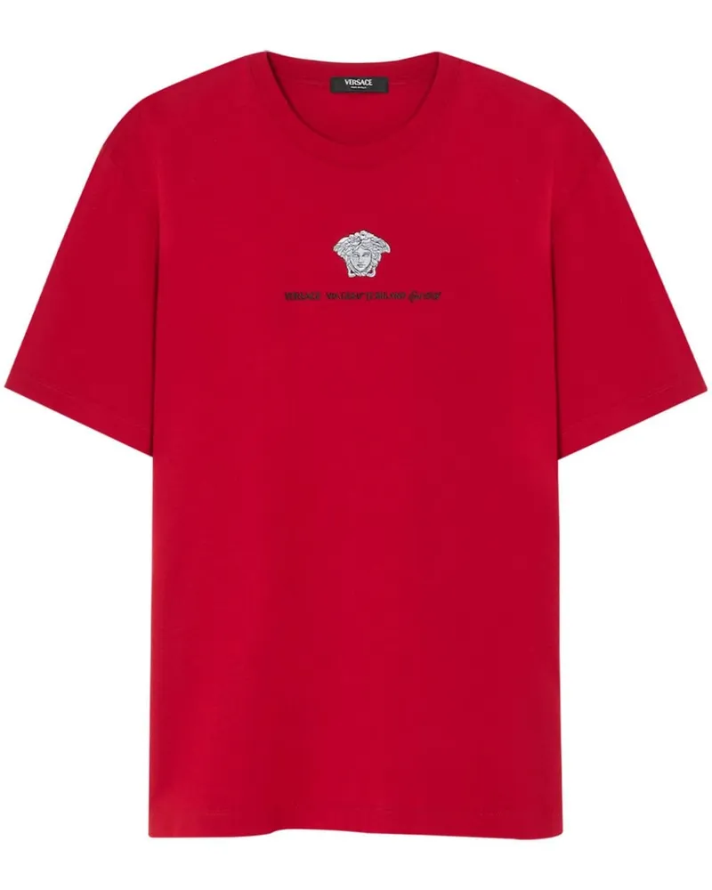 Versace Besticktes Medusa Milano T-Shirt - Rot Rot
