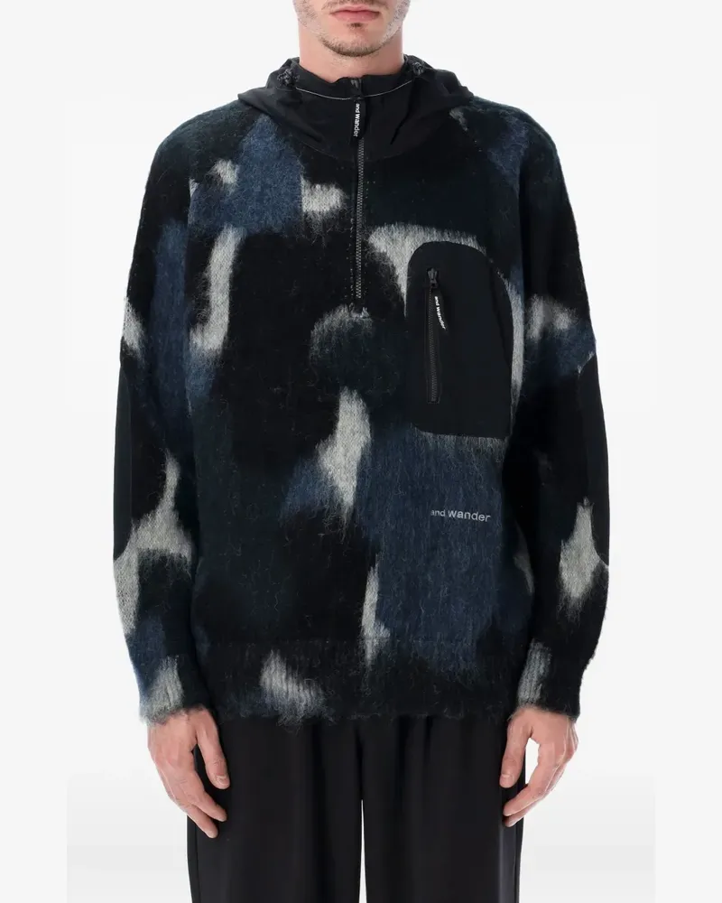 and wander Kapuzenjacke mit Reißverschluss - Blau Blau