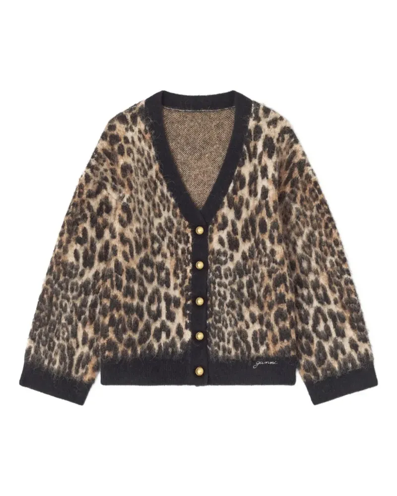 Ganni Cardigan mit Leoparden-Print - Nude Nude