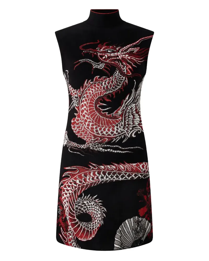 Roberto Cavalli Dragon Minikleid mit Blumen-Print - Schwarz Schwarz