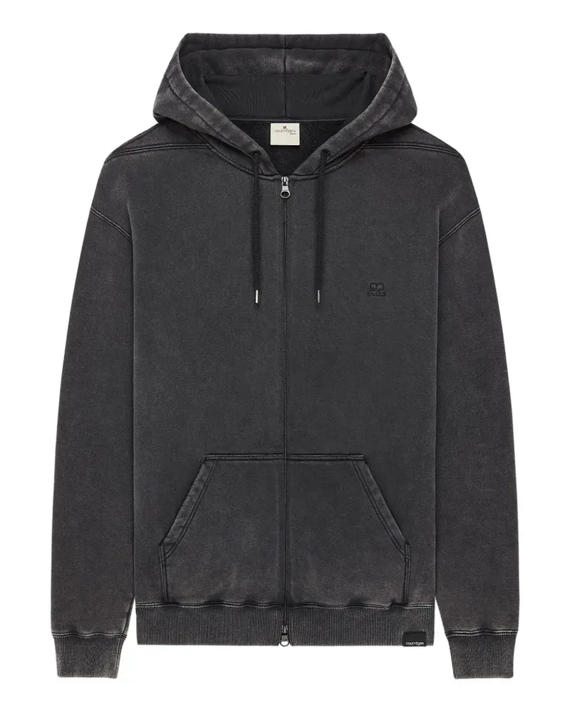 Courrèges Hoodie mit Stone-Wash-Effekt - Schwarz Schwarz