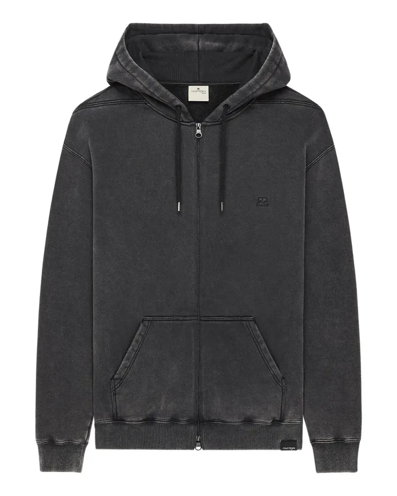 Courrèges Hoodie mit Stone-Wash-Effekt - Schwarz Schwarz