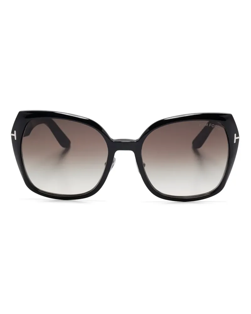 Tom Ford Sonnenbrille mit Oversized-Gestell - Schwarz Schwarz