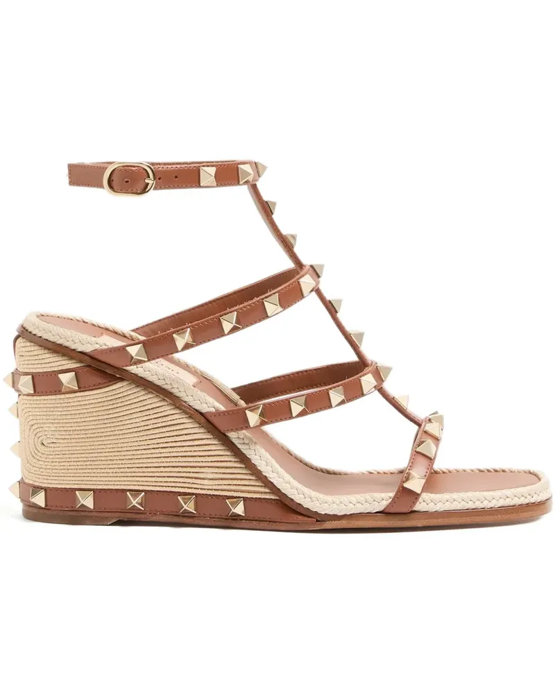 Valentino Garavani Rockstud Wedge-Sandalen mit Cornely-Stickerei - Braun Braun