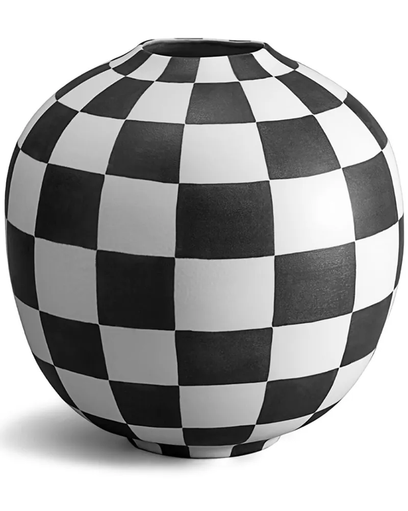 L’OBJET Große Damier Vase - Weiß Weiß