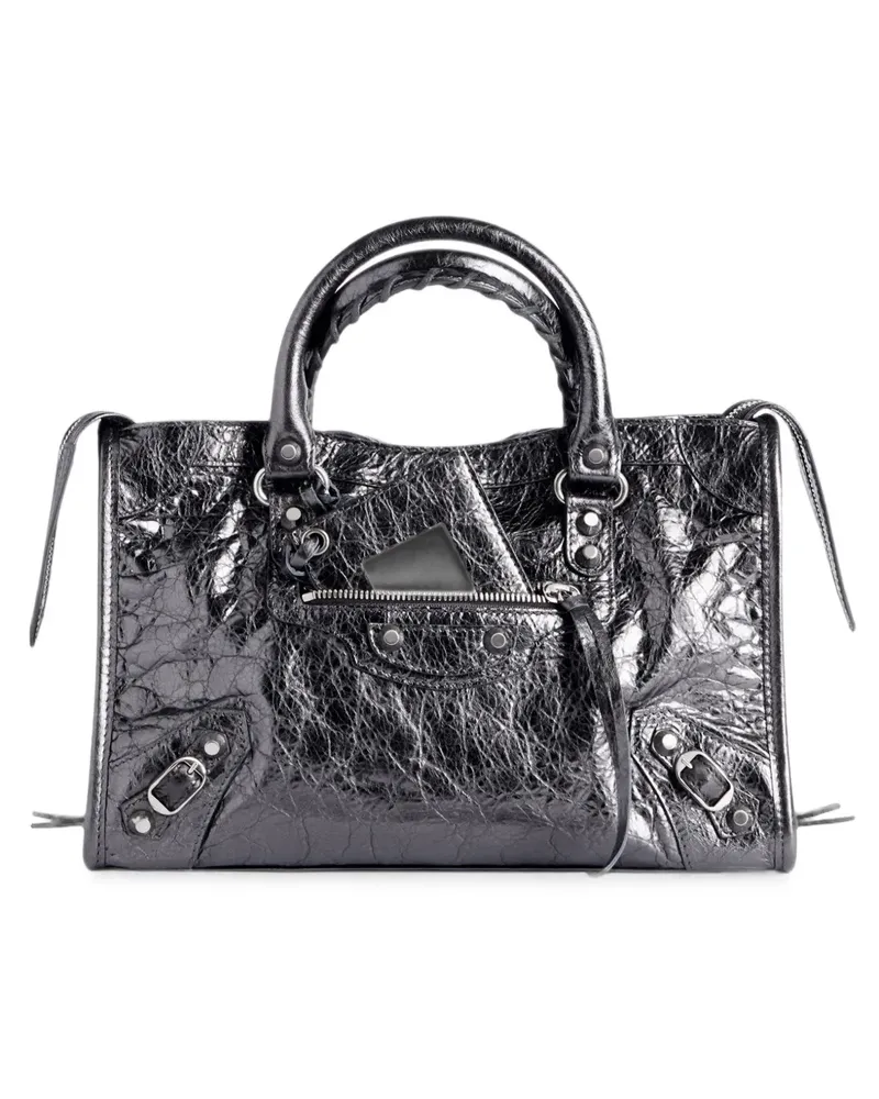 Balenciaga small Le City metallic leather tote bag - Grau Grau
