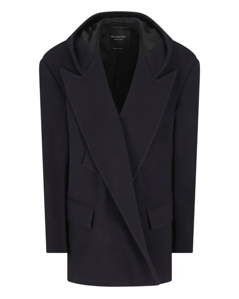 Balenciaga hooded wool coat - Blau Blau