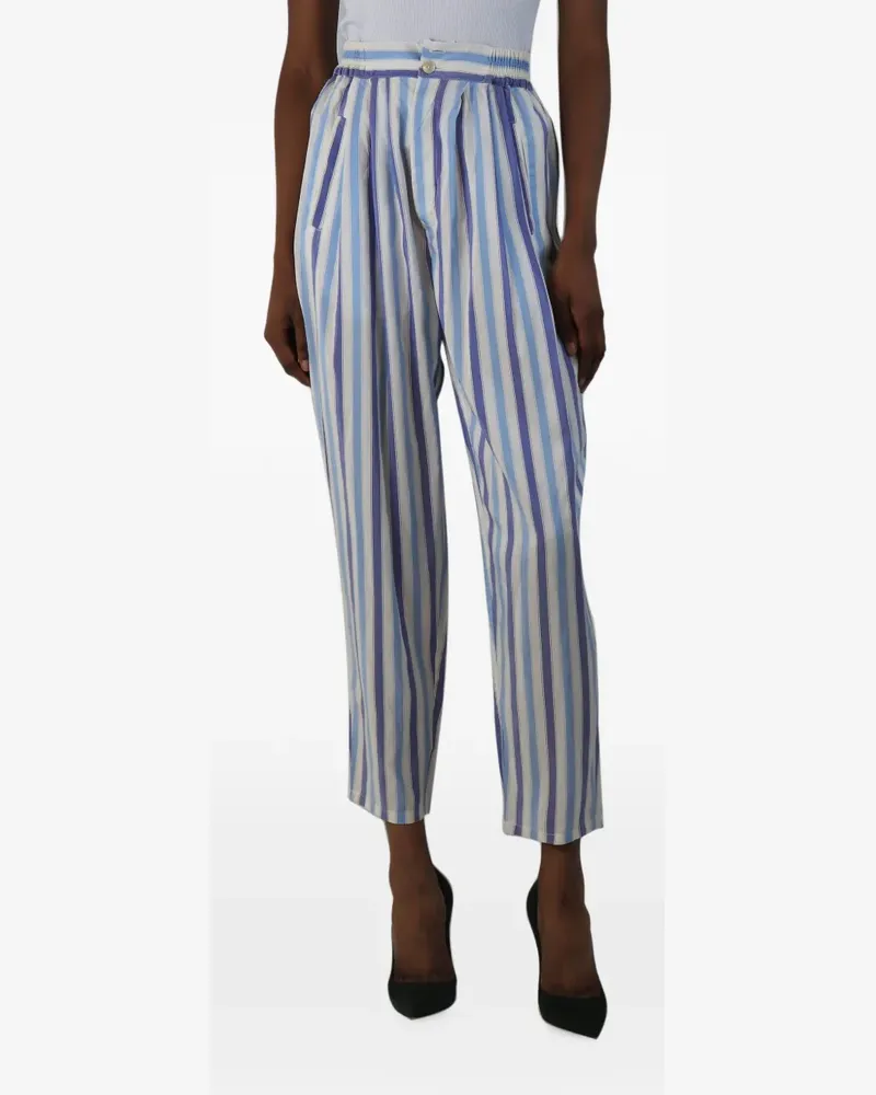 Thierry Colson striped pleated trousers - Blau Blau