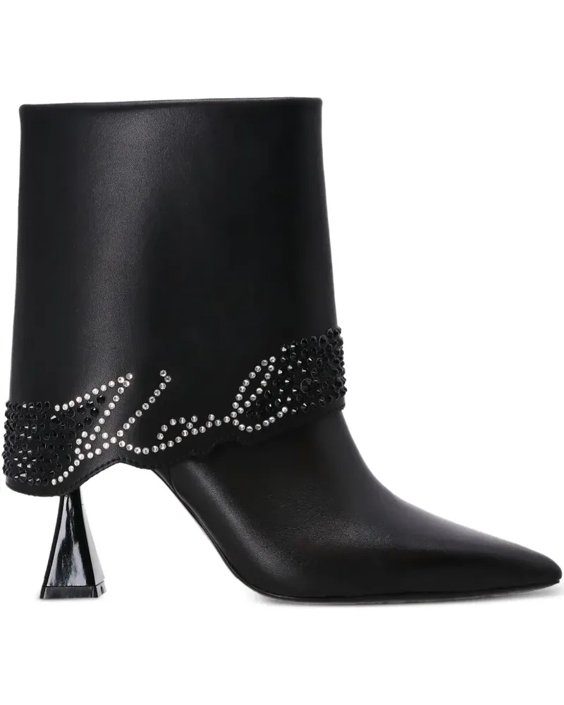 Karl Lagerfeld Spitze Stiefel mit Kristallen - Schwarz Schwarz