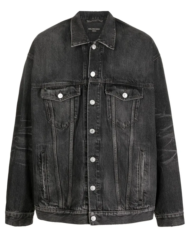 Balenciaga Jeansjacke mit Logo-Print - Grau Grau