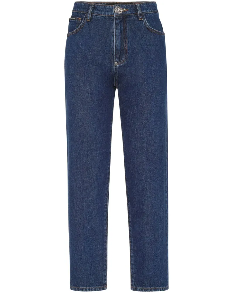 Philipp Plein Straight-Leg-Jeans mit Logo - Blau Blau