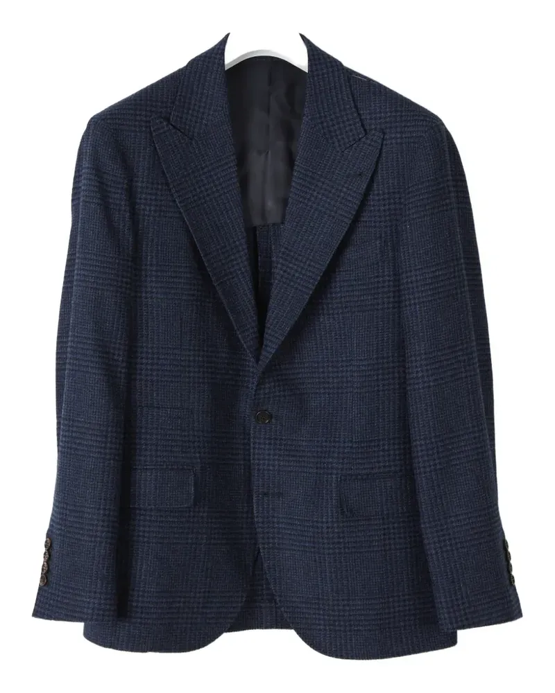 Brunello Cucinelli Prince of Wales check single-breasted blazer - Blau Blau