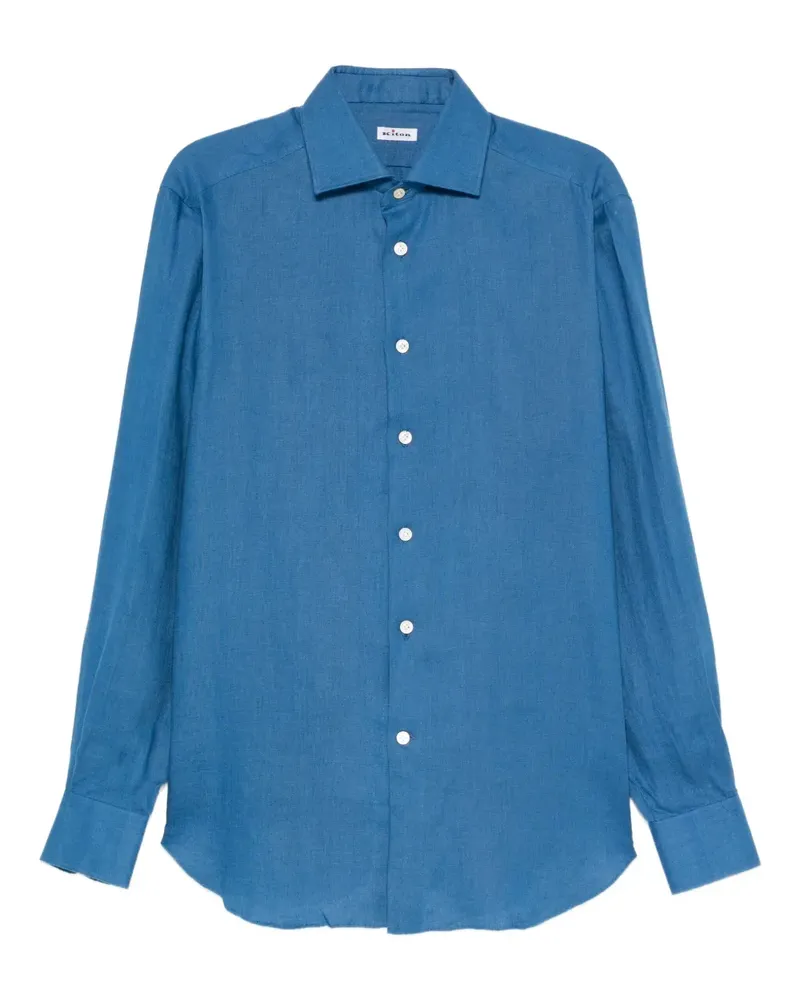 Kiton Hemd aus Leinen - Blau Blau