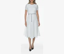 Strukturiertes Midikleid mit Kettengürtel - Weiß