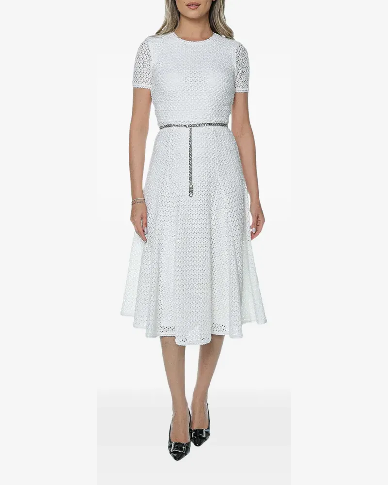 Michael Kors textured chain-belt midi dress - Weiß Weiß