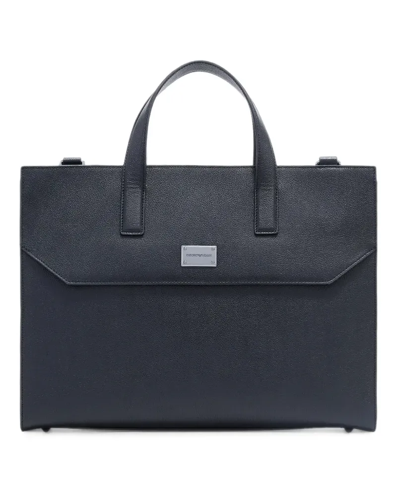 Emporio Armani Aktentasche mit Logo-Schild - Schwarz Schwarz
