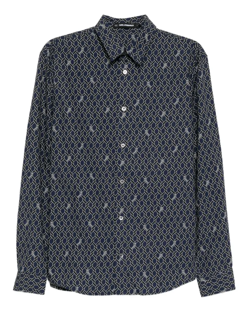 Karl Lagerfeld Aop Lslv shirt - Blau Blau