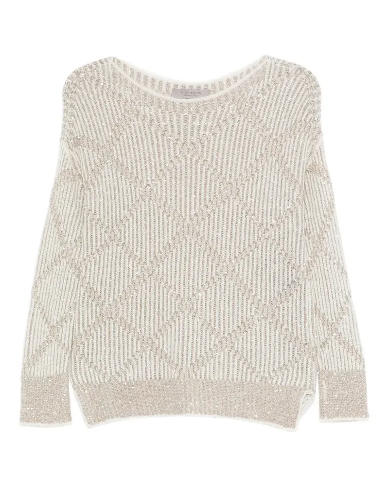 D.EXTERIOR Paillettenverzierter Pullover mit Rautenmuster - Nude Nude
