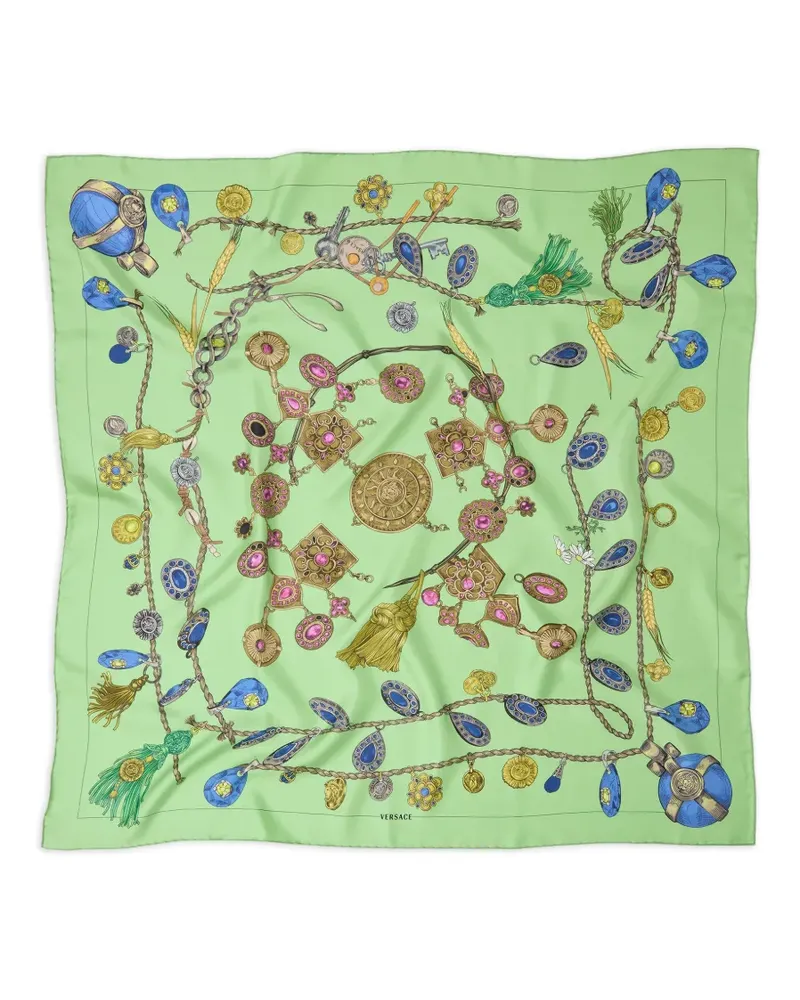 Versace Seidentwill-Schal mit Print 90cm - Grün Grün