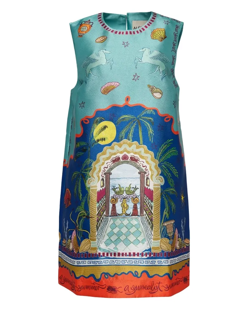 ALEMAIS Ärmelloses Surrealist Summer Minikleid - Blau Blau