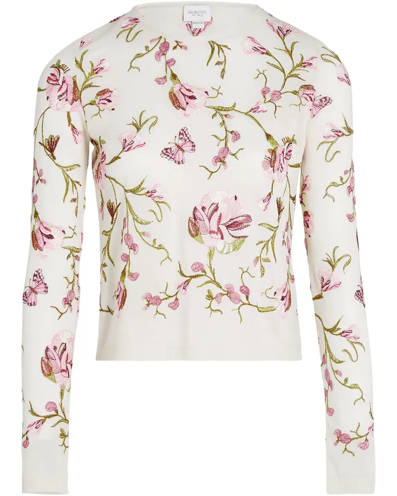 Giambattista Valli Pullover mit Blumen-Intarsie - Weiß Weiß