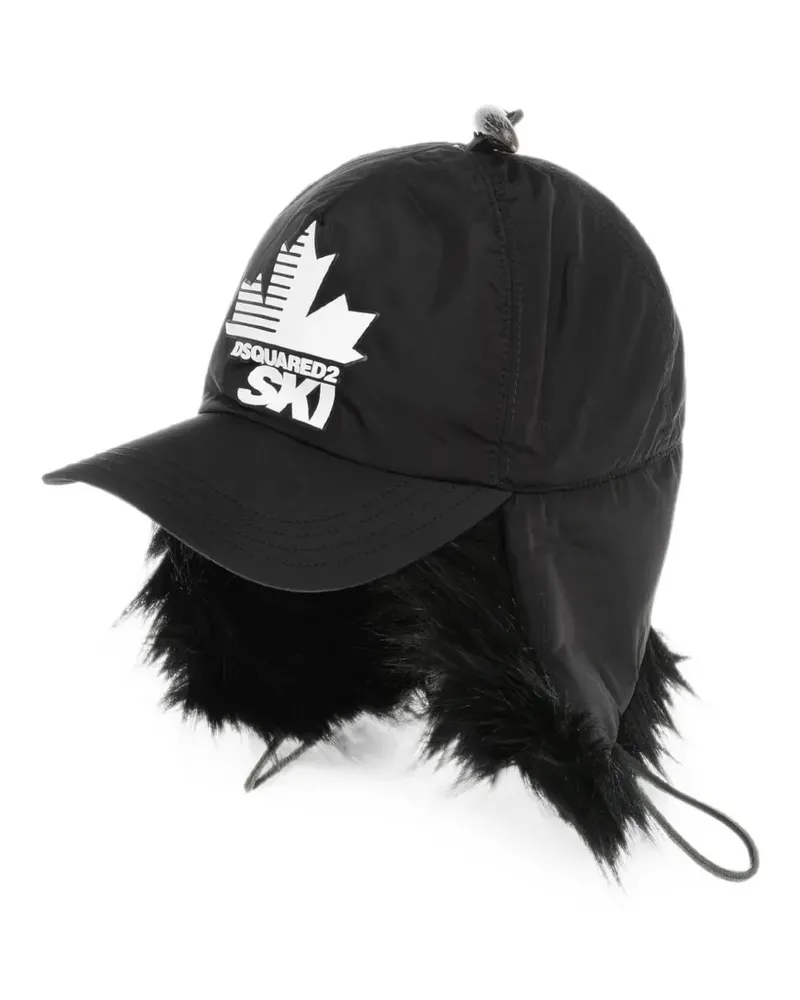Dsquared2 faux-fur trim ski baseball cap - Schwarz Schwarz