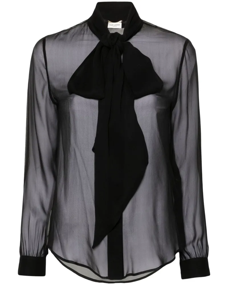 Saint Laurent Hemd mit Schleifenkragen - Schwarz Schwarz