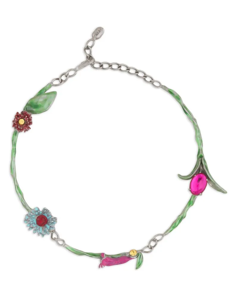 Marni Halskette mit Blumen - Silber Silber