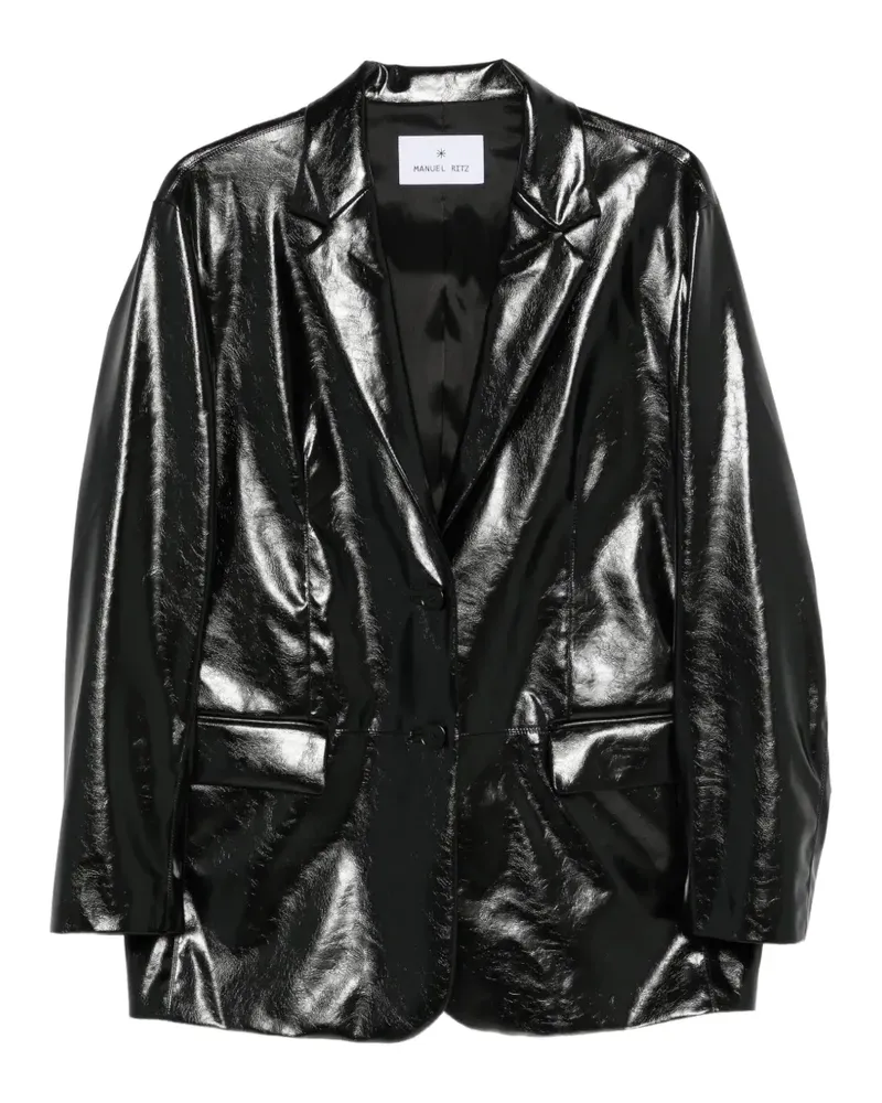 Manuel Ritz patent-effect single-breasted blazer - Schwarz Schwarz