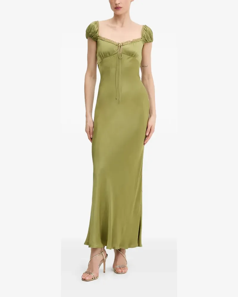 Bardot Stasia Maxikleid mit Puffärmeln und Spitzenbesatz - Grün Grün