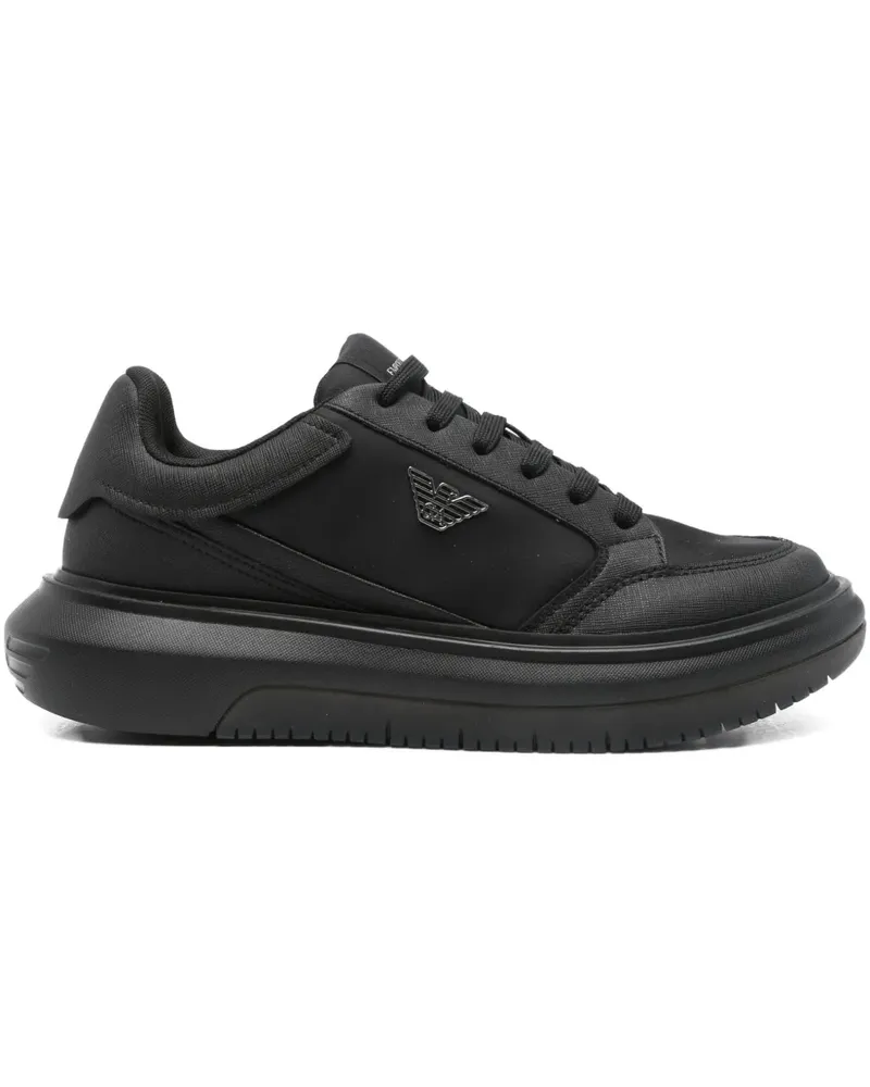 Emporio Armani Sneakers mit Logo-Schild - Schwarz Schwarz