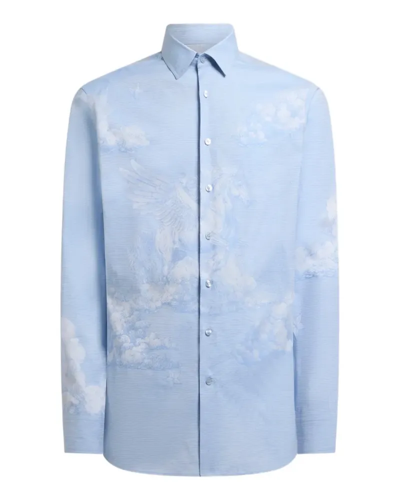 Etro Baumwollhemd mit aufgesetztem Pegaso-Motiv - Blau Blau