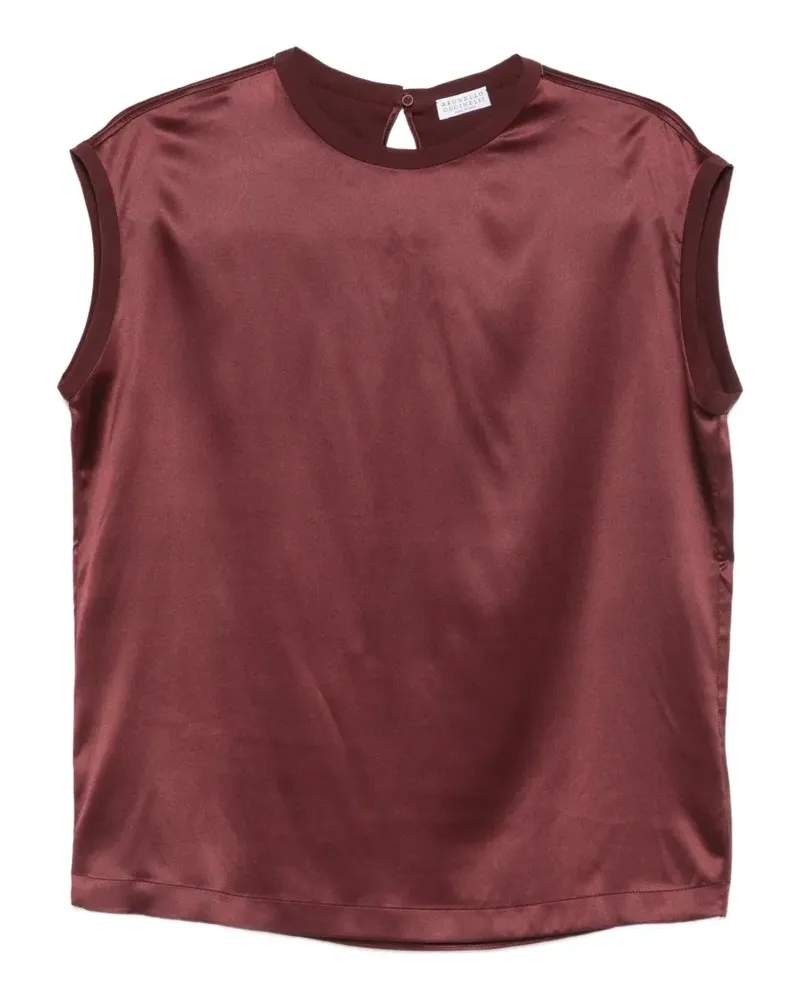 Brunello Cucinelli satin cap-sleeve top - Rot Rot