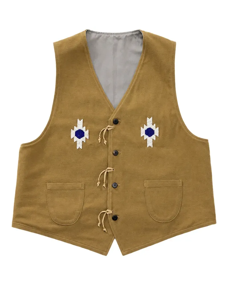 Visvim beaded-motif front-button gilet - Grün Grün