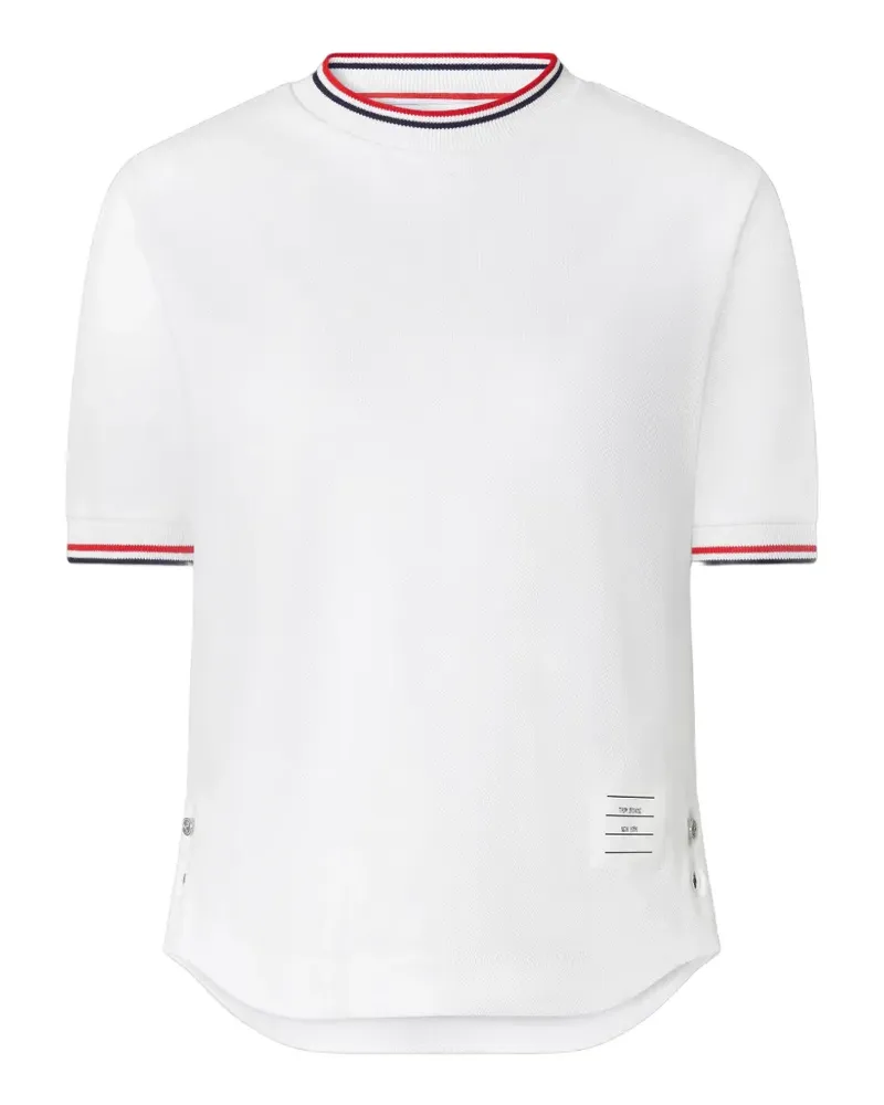 Thom Browne Piqué-T-Shirt mit RWB - Weiß Weiß