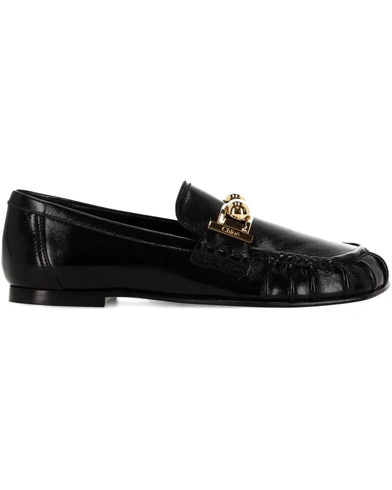 Chloé asymmetric metallic-milles loafers - Schwarz Schwarz
