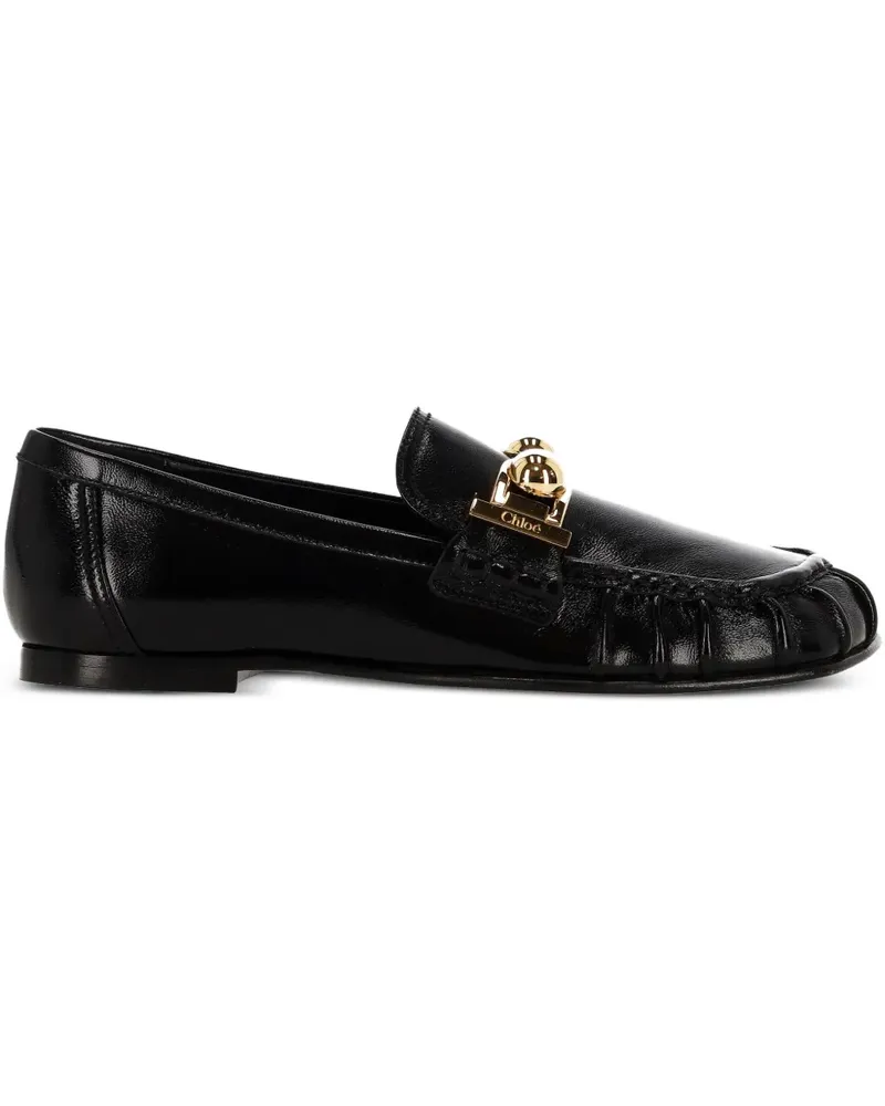 Chloé Asymmetrische Metallic-Milles Loafer - Schwarz Schwarz