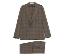 Doppelreihiger Anzug mit Karo - Braun