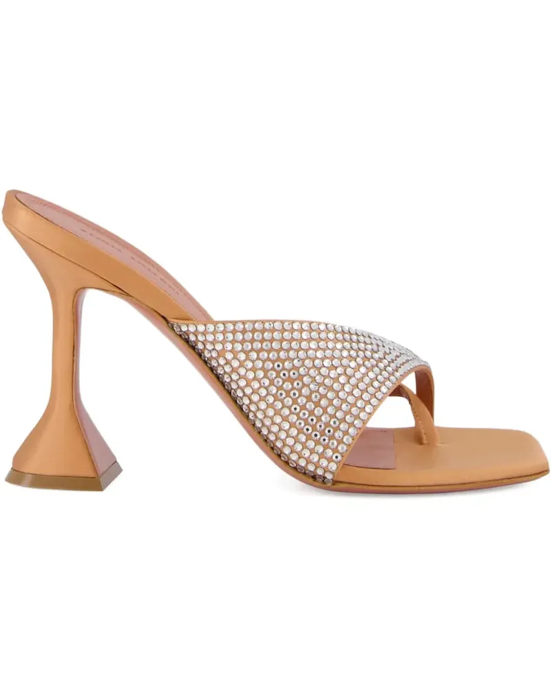 Amina Muaddi Pumps mit Kristallschleife 95mm - Nude Nude